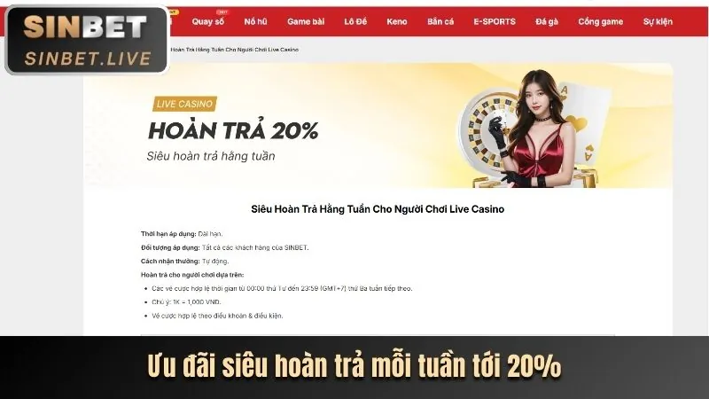 Hoàn trả casino hàng tuần Win55